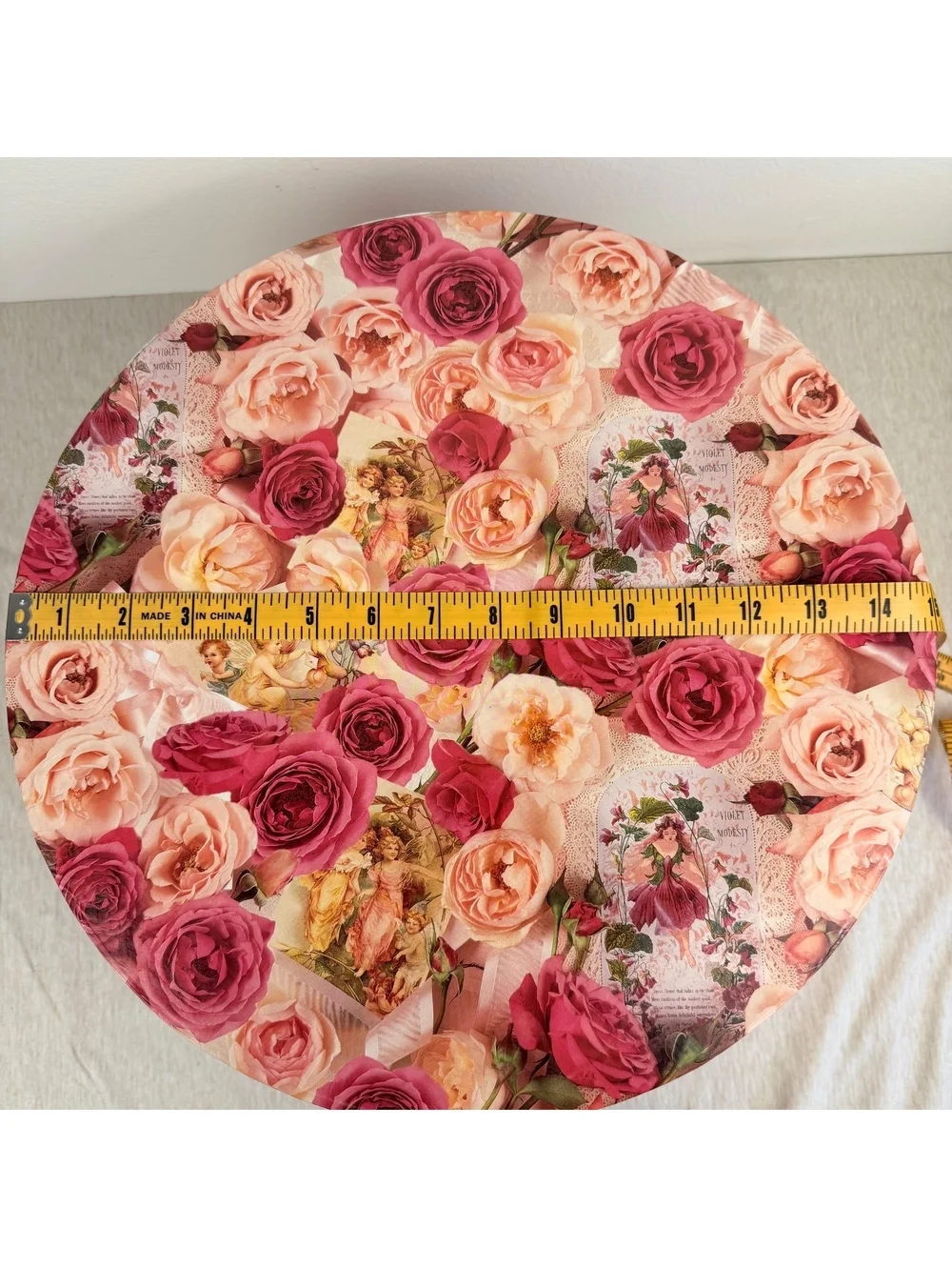 Vintage 1996 Tri-Coastal Floral Hat Boxes Set of 2 Roses Cherubs